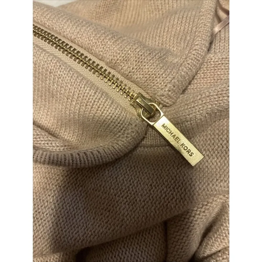 Michael Kors Solid Beige Knit Boat Neck Long Sleeve Sweater Tunic Xl
